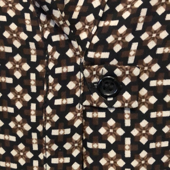 Pleione blouse Women's Small S long sleeve black brown abstract shirt top EUC - Picture 4 of 11